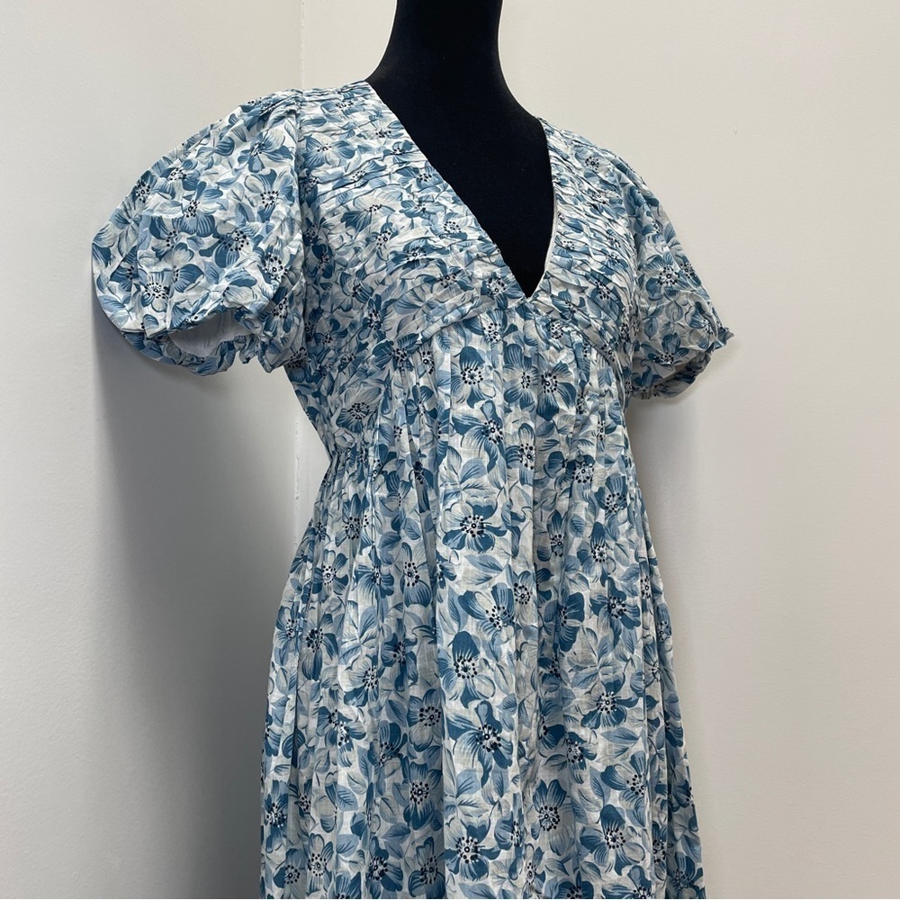 NEW! The Great.- The Gallery Dress Light Sky Pressed Floral Size S Blue - Picture 3 of 16